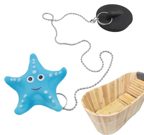 Tapón de drenaje de goma de dibujos animados, universal para baño con cadena para lavabo de bañera, tapón flotante para fregadero de baño, baño de goma para bloqueo de agua, drenaje fácil de usar con