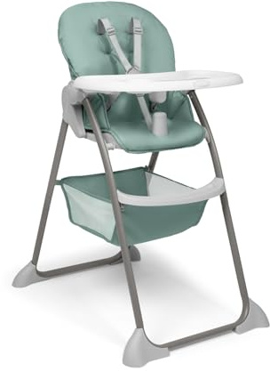 hauck Sit N Fold – Trona Plegable para Bebé y Niños desde 6 Meses hasta 15 kg | Silla de Comer Ergonómica con Arnés 5 Puntos - Respaldo y Bandeja Ajustables - Gran Cesta - Mint