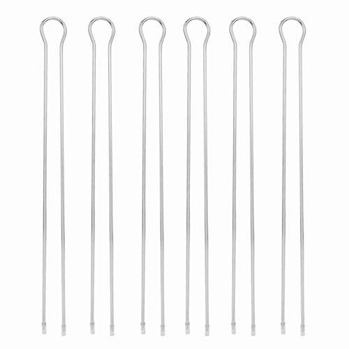 Brochetas para Barbacoa, 6 Piezas Brochetas de Brocheta de Metal Planas de Doble Tenedor para Asar, Palitos de Tenedor de Brocheta Reutilizables, Herramientas para Barbacoa