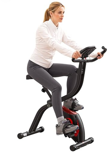 Cyclette pieghevole domestica: 16 livelli magnetici, monitor LCD, sensore cardiaco manuale, sella imbottita, capacità 120 kg. Perfetta per cardio a casa