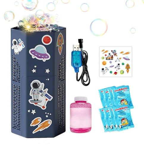 Máquina de Burbujas para Niños | Divertido Juguete para Soplar Pompas con Pegatinas de Astronauta | Máquinas de Burbujas para Niños - para Exterior, Jardín, Navidad, Cumpleaños, Pascua,