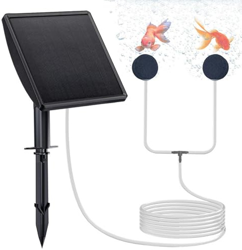 Aeratore per laghetto solare, pompa ad solare da 2 W con batteria incorporata, pompa di ossigeno a basso rumore a 3 modalità per acquario con laghetto da giardino all'aperto, 2 pietre