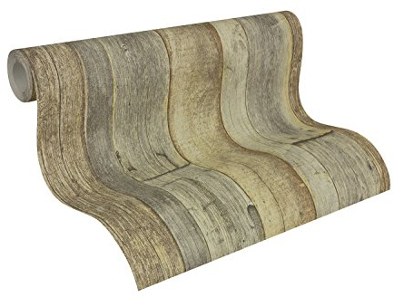 A.S. Création 959313 Bois Elements Papier Peint intissé Fabriqué en Allemagne, Marron, 10.05 m x 0.53 m