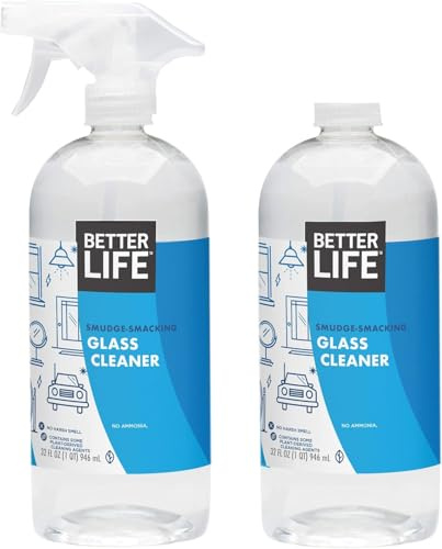 Better Life Glass Cleaner, Streak-free Window Cleaner, Surface Cleaning Spray, Mirror, Screen and Shower Door Cleaner, Removes Fingerprints, Dust, Dirt, Unscented, 32 Oz, Pack of 2