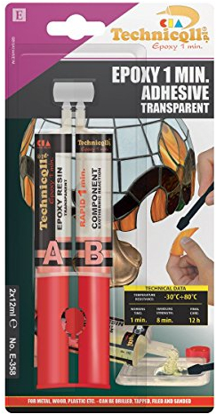CLEAR EPOXY ADHESIVE GLUE FOR METAL GLASS CERAMIC PORCELAIN PLASTIC rapid dry NEW by Technicqll