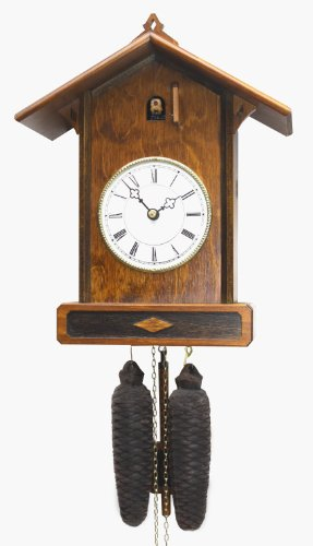 Rombach & Haas Klassische Kuckucksuhr dunkel mit Emaille-Ziffernblatt 8-Tagewerk 33 cm
