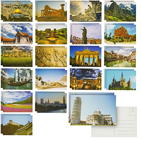 Best Paper Greetings Paquete de 40 postales con fotos de 20 lugares famosos de todo el mundo, 6 x 4 pulgadas