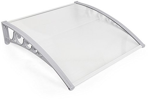 MUPAI Auvent de Porte, Auvent fenêtre Blanche Pluie Neige abri Avant Porche Ombre extérieure Toit terrasse (80x120cm)