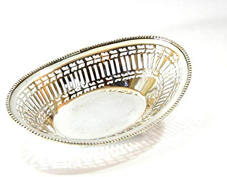 Cestino pane ovale traforato grande in Sheffield Argento - La più alta qualità di silver Plated- cestino portatutto