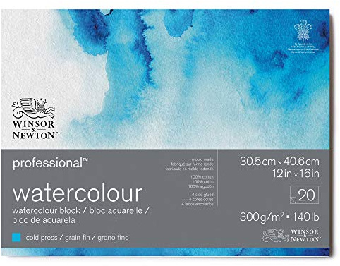 Winsor & Newton Professional Watercolor Paper Block, 12 x 16, Cold Pressed