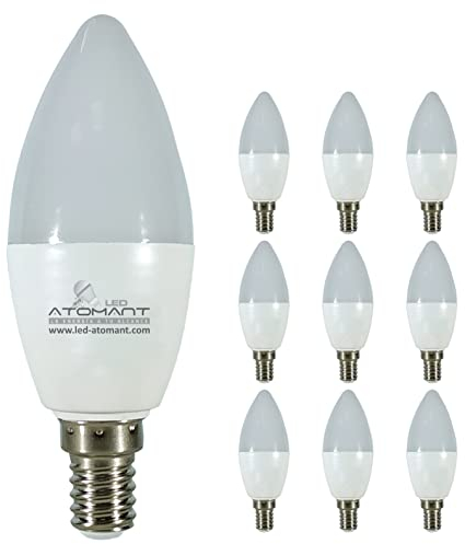 LED ATOMANT Pack 10x Bombilla LED E14 Vela C37 9W, Color Blanco Neutro (4500K), 950 Lumenes, Casquillo fino, Equivalente a 80W tradicional