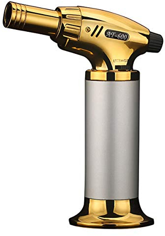 Ruspela Bruciatore culinario da cucina portatile antivento ricaricabile accendino a gas con fiamma regolabile per cucinare barbecue Accenditore a gas ricaricabile