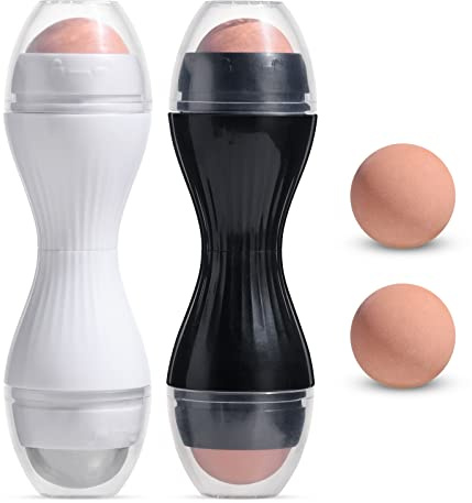 JPNK Oil Absorbing Volcanic Roller, Portable Reusable Oil-Resistant Face Roller, Oil Control Natural Stone Facial Tool, Suitable for Traveling at Home or Going Conduct for Skin Massage 2PCS