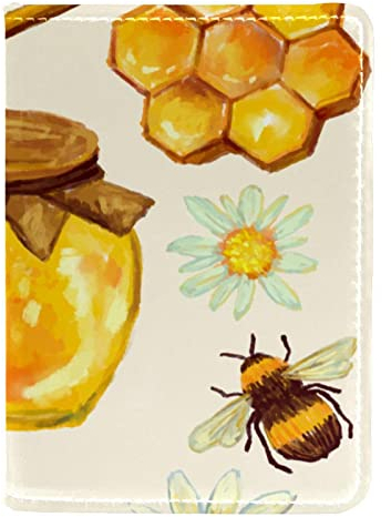 Bocal à miel avec porte-passeport en nid d'abeille pour homme et femme - Portefeuille de voyage pour passeport - Organiseur de documents de voyage, multicolore, 10x14cm/4x5.5 in