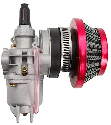 Viviance Carburatore Carb Carby + acciaio 44mm filtro aria + stack compatibile con 47cc 49cc Mini Moto Dirt Pocket Bike ATV Quad Go Kart Minimoto - Filtro rosso