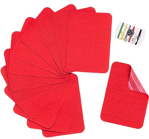 TXSN 12 x Reparaturflicken zum Aufbügeln, Baumwoll-Reparaturflicken für Kleidung, Hosen, Flicken und Dekorieren, Größe 7,6 x 10,2 cm, Rot