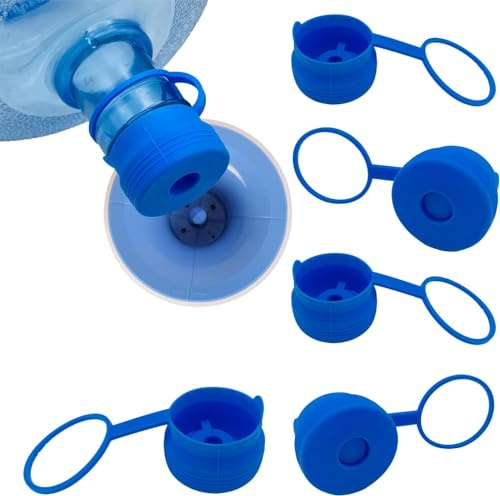 Tapa de Botella Reutilizable de 3 y 5 Galones, Repuesto de Silicona de 55 mm Antiderrames, Antisalpicaduras y Dispensadora de Agua (Paquete de 5)