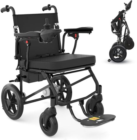 RehabRolls Electric Wheelchairs for Adults Lightweight Foldable, Compact Portable Motorized Power Wheelchair for Travel, Airline Approved 43lb (Black)