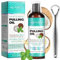 Coconut Pulling Oil (8 Fl.Oz), Mint Mouthwash with Tongue Scraper - Natural, Alcohol Free Coconut Oil Pulling for Teeth to Help with Fresh Breath, Teeth Whitening and Healthier Teeth & Gum