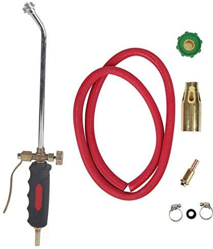 KELFEEAO Pro Torch Gas Torch Plumbing Soldering Brazing Blow Torch, Weed Burner Hose Regulator Roofers Plumbers Kit with Comfortable Handle