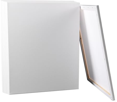 6 marcos de lienzo en blanco para artista, 100 % algodón, preestirados, triple imprimación, sin ácidos, grano medio, pintura acrílica para artista profesional, pintura al óleo para pintura (40 cm x 50