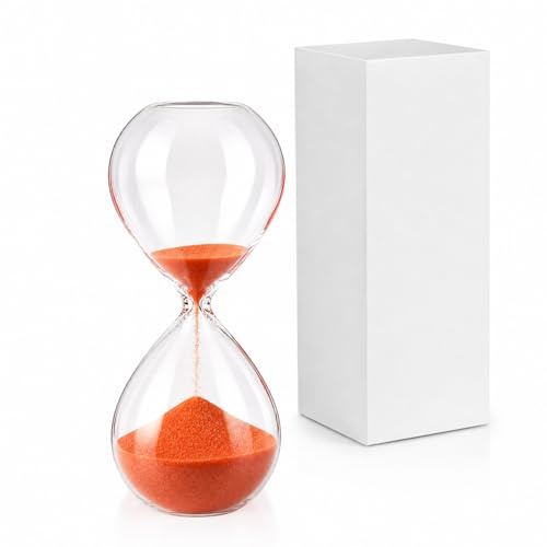 Paluplus 12 Bomboniere in Vetro Forma di Clessidra, Misura 5x13 cm, Sabbia Arancione, Tempo 5 Minuti, Regalo per Laurea, Feste, Matrimonio -851M