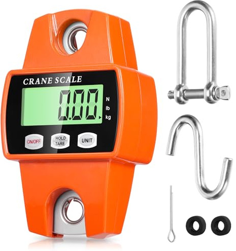 Drcowu Balance Suspendue Numérique 300kg, Balance à Grue Numérique à Crochet Électrique, Pèse jusqu'à 660lbs, Précision Élevée pour Ferme, Chasse, Pêche (Orange), Piles Non Incluses