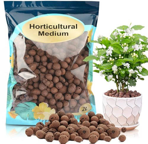GOTVUGE Galets d'argile Leca Balles pour plantes, boules d'argile pour culture hydroponique, terrarium, plantes en pot, légères et drainantes (2 L)