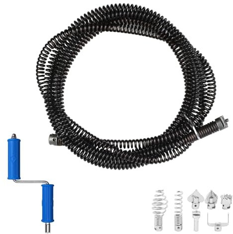 Gemsaya 2Pcs Abflussreiniger Spirale Ø 12mm x 6m, WC Rohrreinigungsspirale mit Elektrischen/Manuellen Adaptern, 6 Abflussreiniger Schneidkopf, Multifunktionale Rohrreinigungswelle für Küche