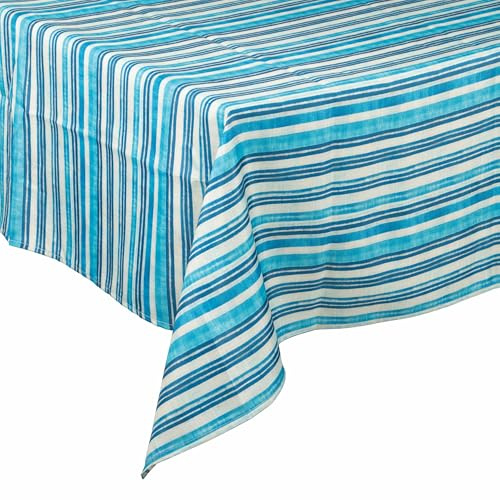 Tovaglia antimacchia 140x180 cm, 8 posti tavola, decoro righe, Neptune Stripes