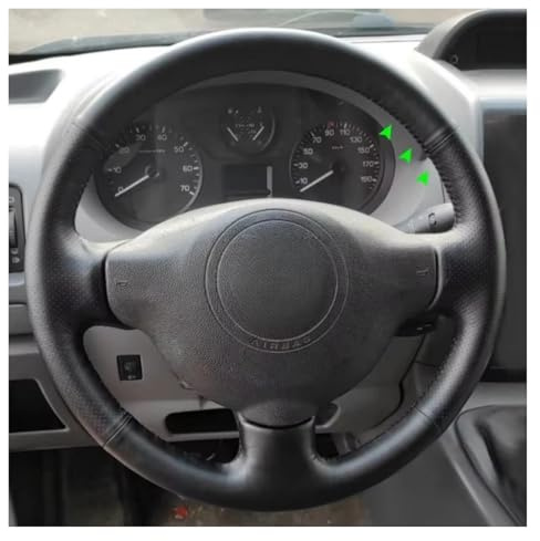 Bil Rattmuff Läder För Citroen För Berlingo 2008-2016 För Jumpy 2009-2016 Mjukt Perforerat Läderskydd Bilrattskydd Trim Bil Rattmuff Rattskydd(Black Thread)