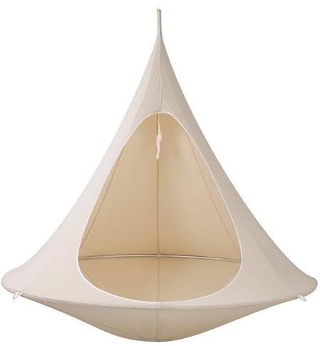 Hamaca Colgante portátil, Columpio de Cuerda Oxford 1200D, Tienda de árbol Colgante, Columpio Nido con Tienda, Hamaca Opaca for Patio, jardín, Patio, Interior y Exterior.(White)