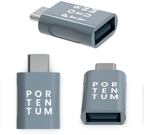 PORTENTUM Adattatore USB C a USB - 3 unità 3.0 (3.1) OTG Velocità 10 Gb Corpo Premium Zinco con elevata resistenza al calore - Adattatore USB a Tipo C da soli 5 grammi