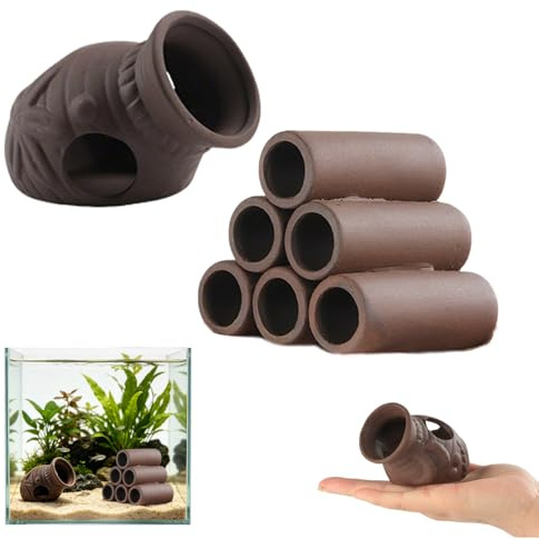 TENGWA 2 Piezas Cueva de Cerámica para Acuario Cerámica Cueva Mascotas Acuáticas Túnel Decoracion Acuario Pez Luchador Camarones y Cangrejos Escondite de Vida Acuática