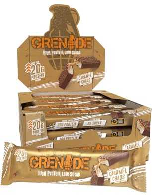 Grenade High Protein, Low Sugar Bar - Caramel Chaos, 12 x 60 g (Packaging May Vary)