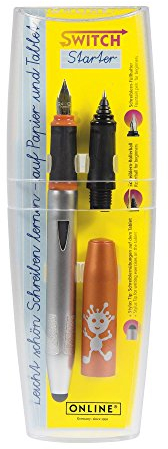 ONLINE Schreiblern-Füller Switch Starter Orange im Set, mit stabiler Iridium-Feder A (Anfänger),Tintenpatronen-Rollerball Griffstück und Stylus Tip