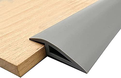 WMLBK Rubber Threshold Ramp, Self Adhesive Door Floor Transition Strip, Flooring Threshold Ramp Reducer, Door Strip Trim Bar for Carpet Threshold Transition (Grey, 1M) (WUKP01850)