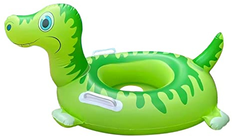 GVSAVY 1Pcs Tyrannosaurus Rex Inflatable Swim Ring, Kids Auxiliary Swim Ring with Swim Seat, Inflatable Swim Trainer, Cartoon Foldable Swim Aid, Suitable for 1-8 Years Old Children, green