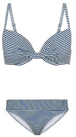 s.Oliver Damen Bügel-Bikini mit Streifendesign, wattierte Cups, Träger verstellbar, Hose mit Umschlagbund, weiches Material für EIN angenehmes Tragegefühl