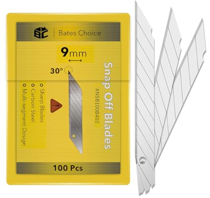 Bates- Snap Off Blades, 100 pcs, 9mm, 30 Degree, Carbon Steel Razor Blades, Razor Blade Retractable
