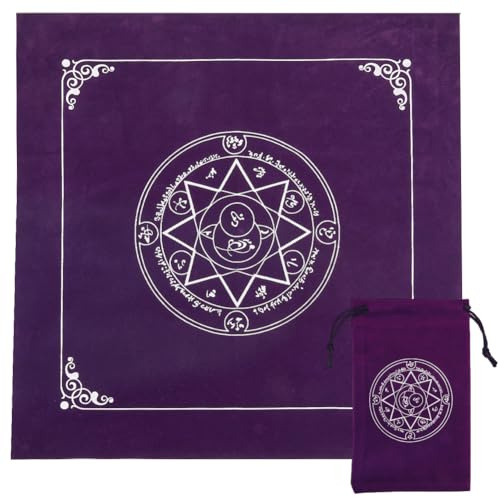CREATCABIN Tovaglia per Altare Tarocchi Tovaglia Pentagramma Gotico Borsa per Carte Copritavolo Quadrato Divinazione Velluto con Tarocchi Custodia con Coulisse Set Tarocchi Regalo per Forniture di