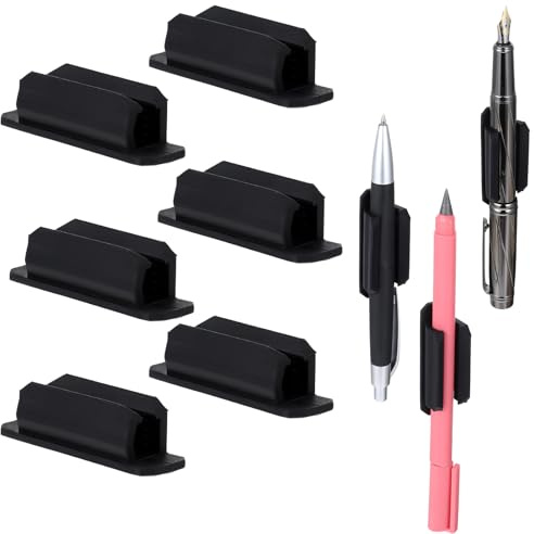 CIATBYYJ Paquete de 6 clips para lápices, soportes adhesivos de silicona, soporte flexible para lápices y clip de marcador para aula, escritorio de oficina o cualquier superficie, suministros de