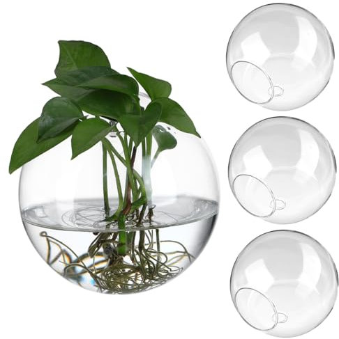 KONTONTY 4stücke Runde Glas-pflanztopf Wand-anzuchtgefäße Terrarium-pflanzenhalter Für Innenbereich Wand-pflanzenhalter Glasvasen Für Blumen Hängende Anzuchtstation Wand-pflanztopf