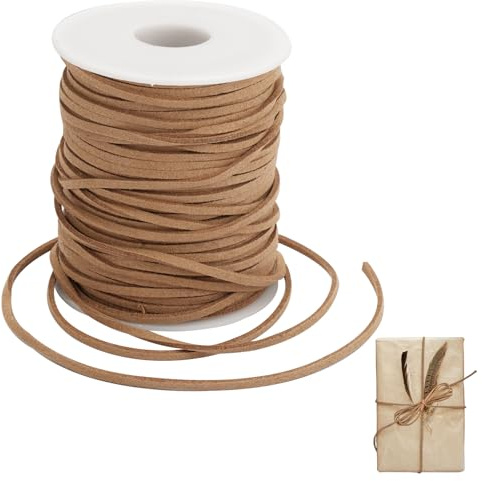 1 Rollo Cordon Cuero para Colgante,3 mm x 45 m Cuerda de Cuero Gamuza