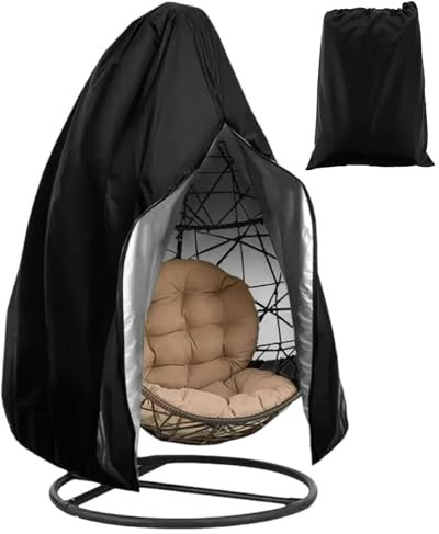 LOPYXBR Hängesessel Abdeckung groß, Wasserdicht Hängesessel Schutzhülle, Schwingsessel Schutzhülle Abdeckhauben, 210D Oxford-Stoff Abdeckplane mit Reißverschluss Kordelzug, 190 x 115 cm, Schwarz