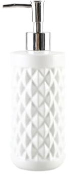 GLigeT Seifenspender 440 ml personalisierte weiße Diamant-Spenderflasche aus Keramik, Seifenspender, Shampoo, Duschgel, Pressflasche, Leere Flasche Seifenspender Bad