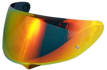 VCOROS Motorradhelm Visier,Helmvisier für C10,Motorrad Windschutzscheibe Helm Visier passen,Helmlinsenvisier Vollgesichtsanpassung (Chrom Rot)