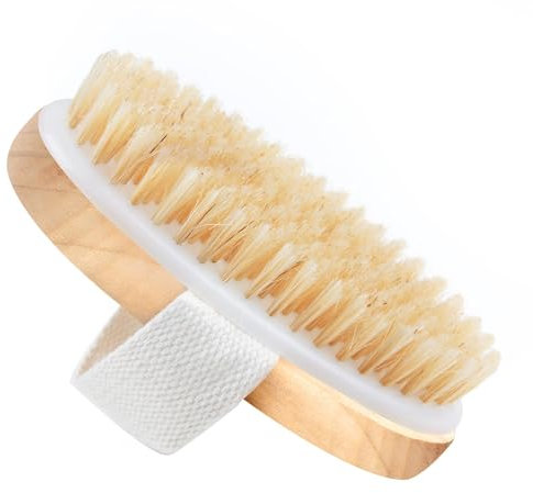 Brosse pour le corps en poils naturels avec manche en bois, brossage à sec pour enlever les peaux mortes, réduction de la cellulite, circulation sanguine