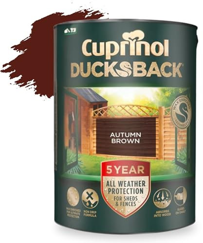 AOC24 5L Ducksback Paint - Garden Wood Treatment for Sheds, Fences & Furniture - Quick Dry Exterior Paint - Weatherproof Protection - Non-Drip, Low VOC - 10m²/L Coverage (Autumn Brown, 5L)