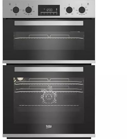 Beko Pro RecycledNet BBXDF22300S Electric Double Oven – Built-in, 75L Main Oven, 38L Top Oven, Fan Cooking, Easy Clean, Programmable Timer, Energy Rated A – Silver Finish